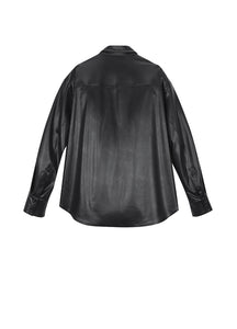 Coat / JNBY Faux Leather Coat in Shirt Style