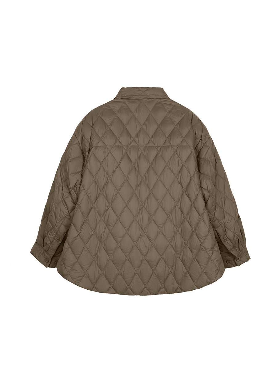 Coat / JNBY Oversized Goose Midi Down Coat in Diamond Pattern