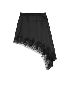 Skirt / JNBY Acetate Fibre Skirt with Hi-low Lace Trim
