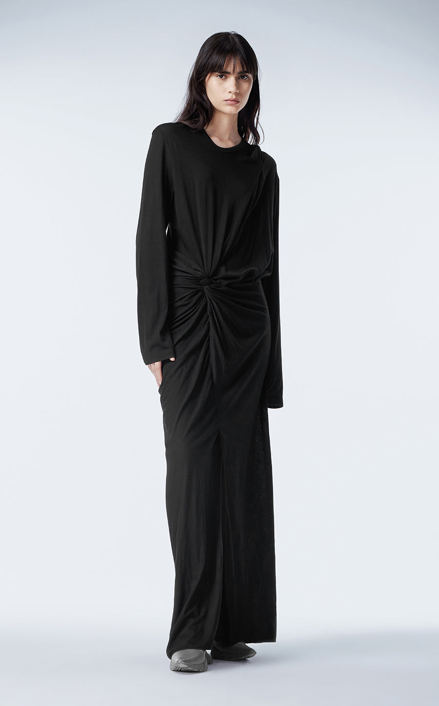 Dress / JNBY Smocked-waist Long Sleeve Wool Dress