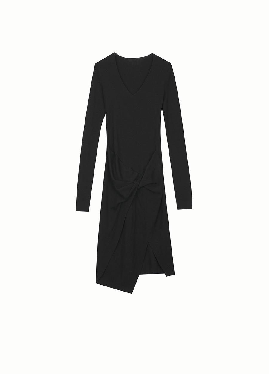 Dress / JNBY V-neck Wool Sweater Dress