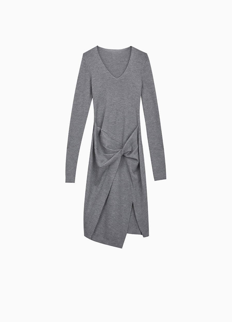 Dress / JNBY V-neck Wool Sweater Dress