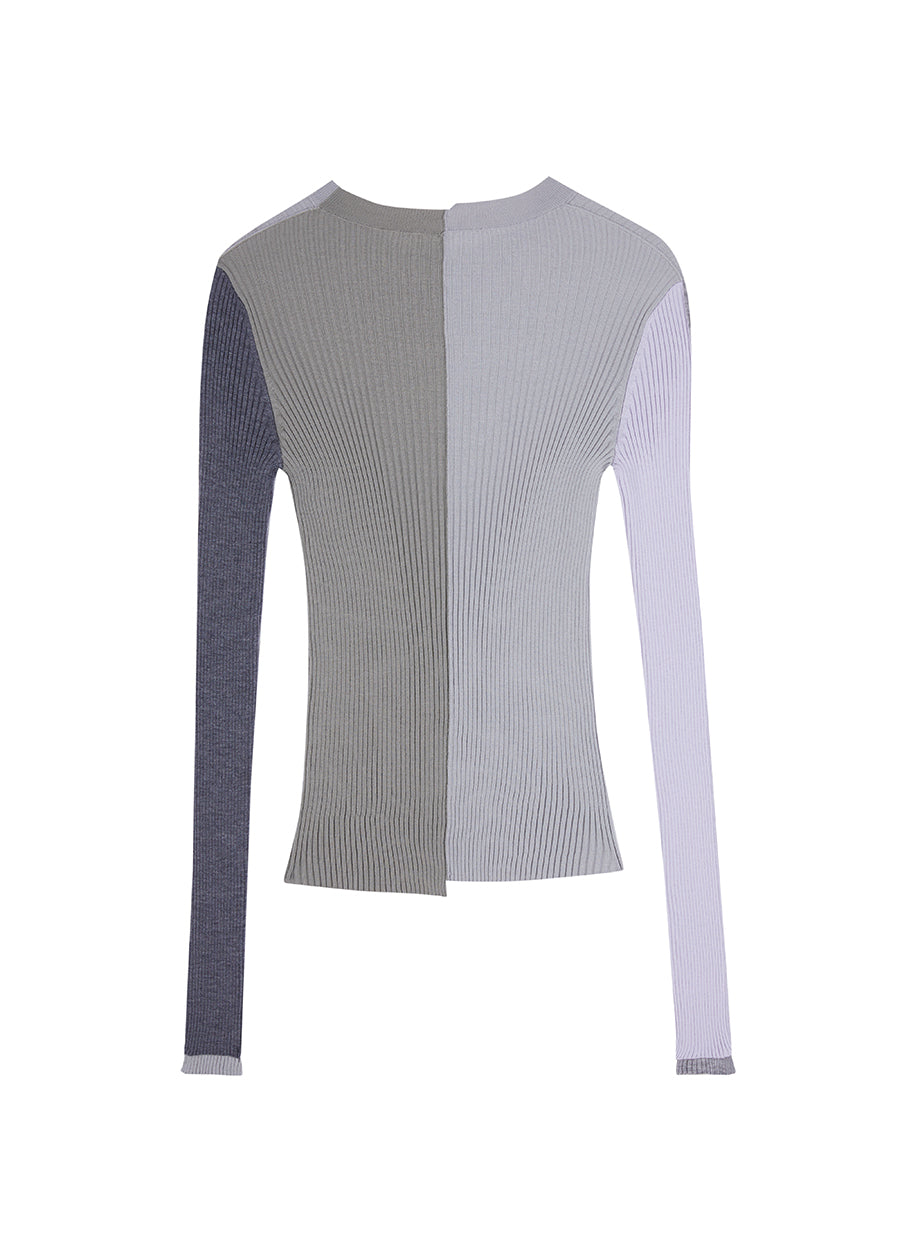 Sweater / JNBY Slim Fit Color Block Wool Sweater