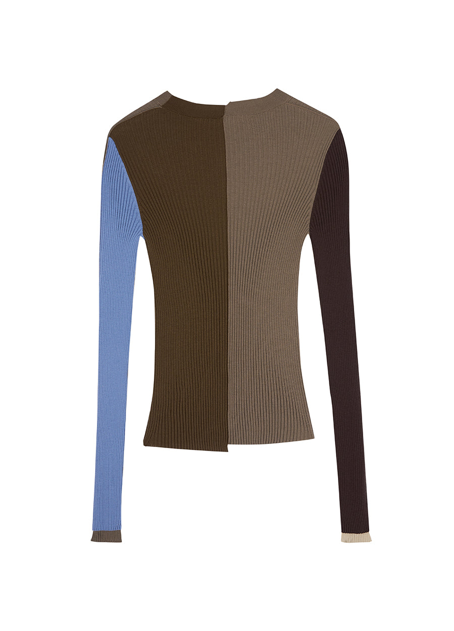 Sweater / JNBY Slim Fit Color Block Wool Sweater