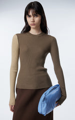 Sweater / JNBY Slim Fit Color Block Wool Sweater