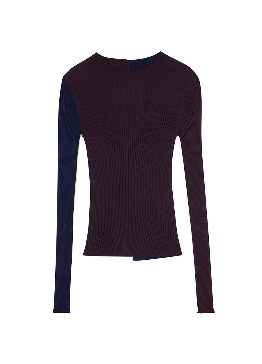 Sweater / JNBY Slim Fit Color Block Wool Sweater