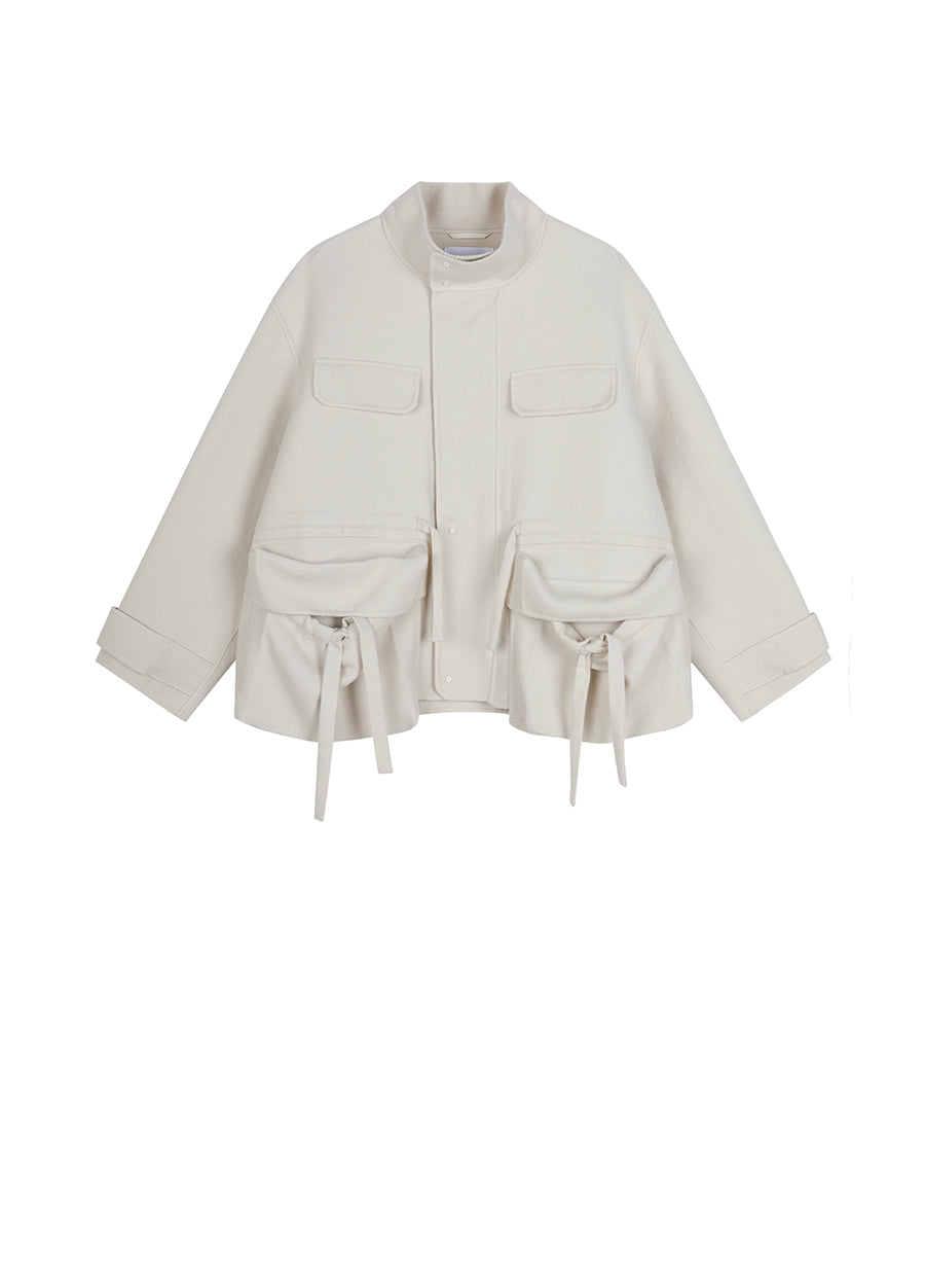 Coat / JNBY Loose-fit Big-pocket Design Wool Jacket