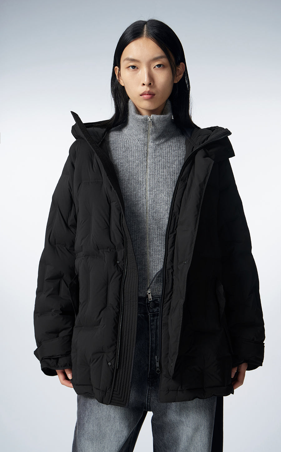 Coat / JNBY Asymmetric Hooded Down Coat