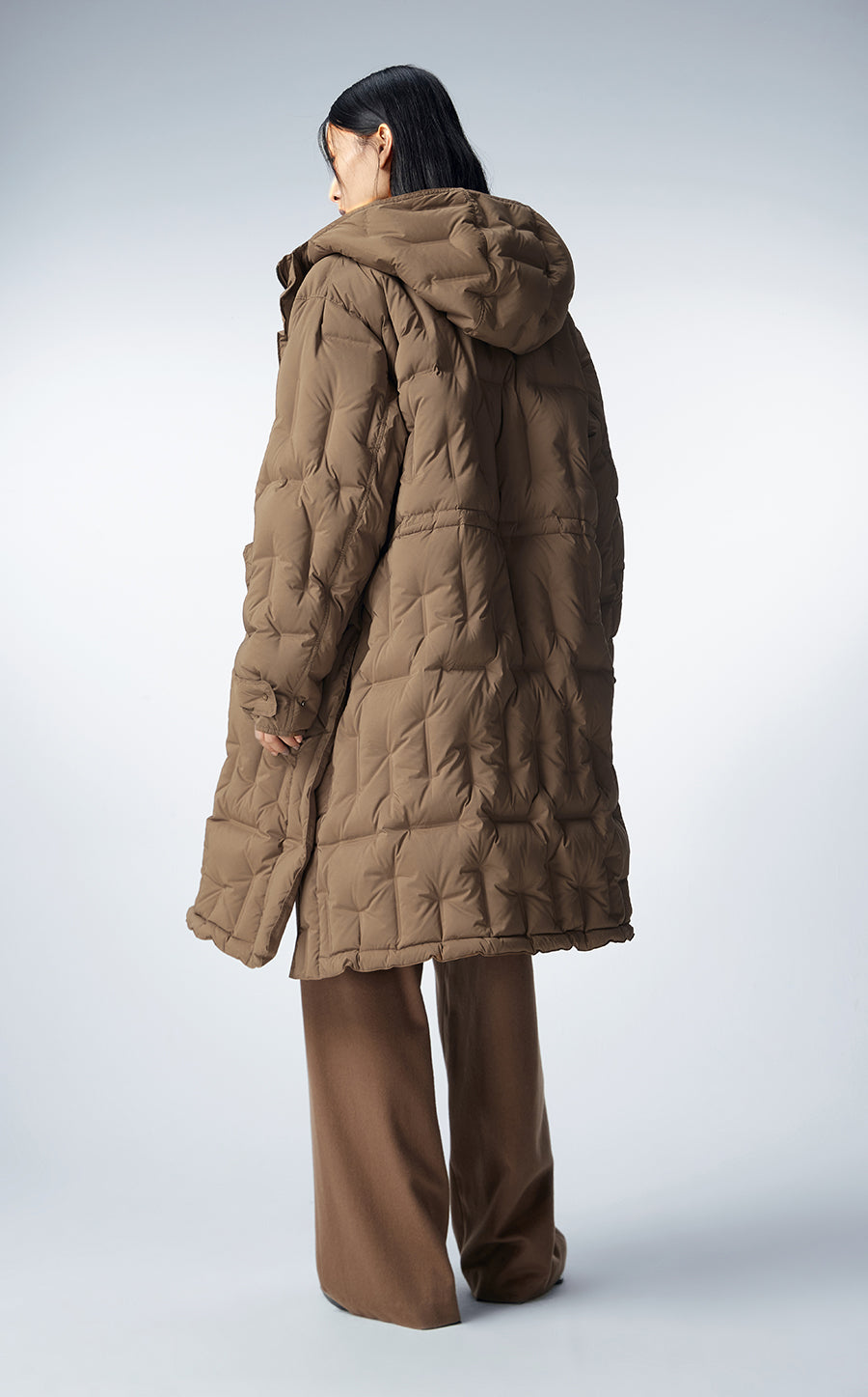 Coat / JNBY  Knee-length Asymmetric Hooded Down Coat