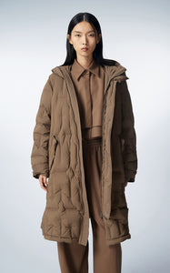 Coat / JNBY  Knee-length Asymmetric Hooded Down Coat