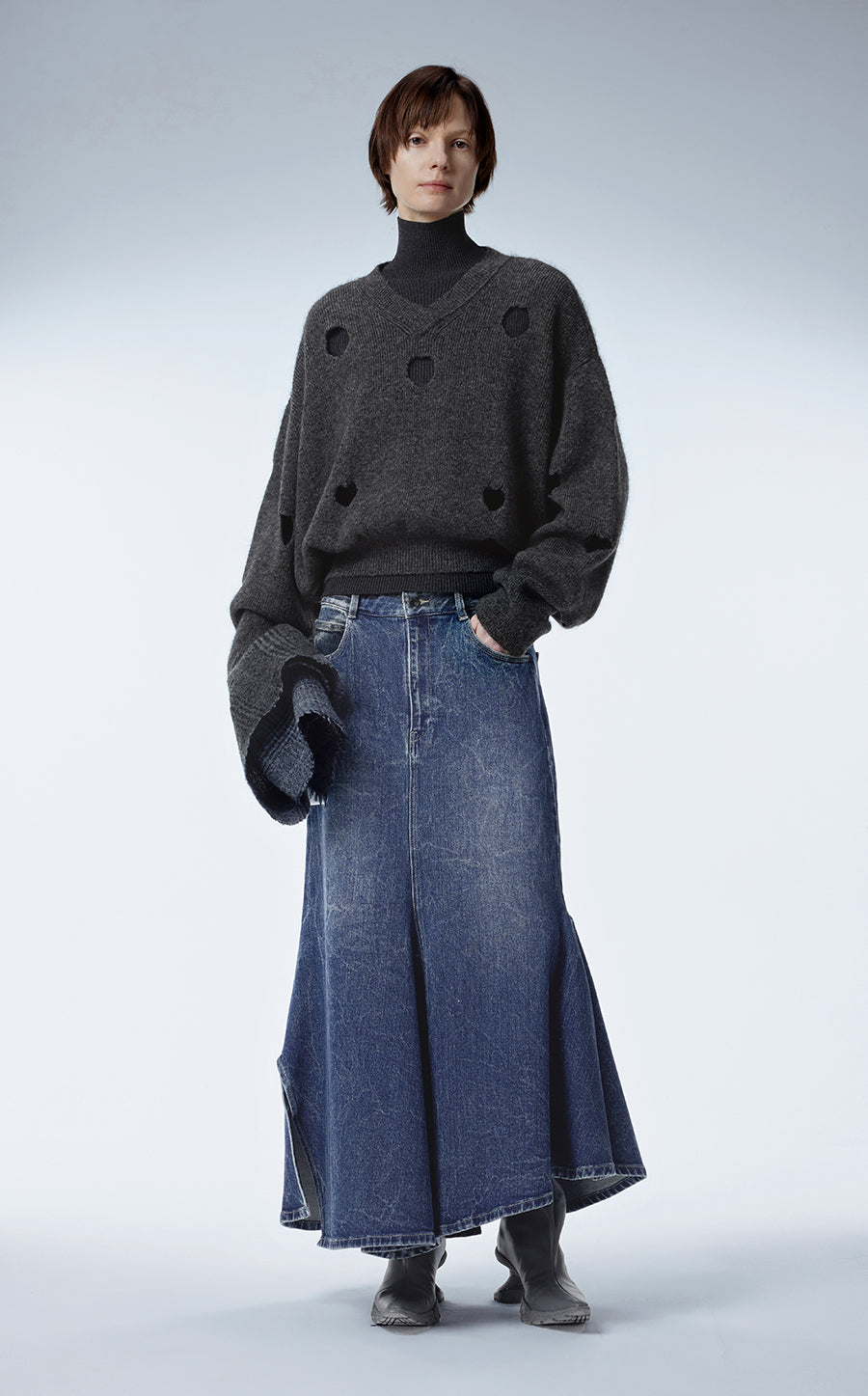 Skirt / JNBY Flared Denim Skirt