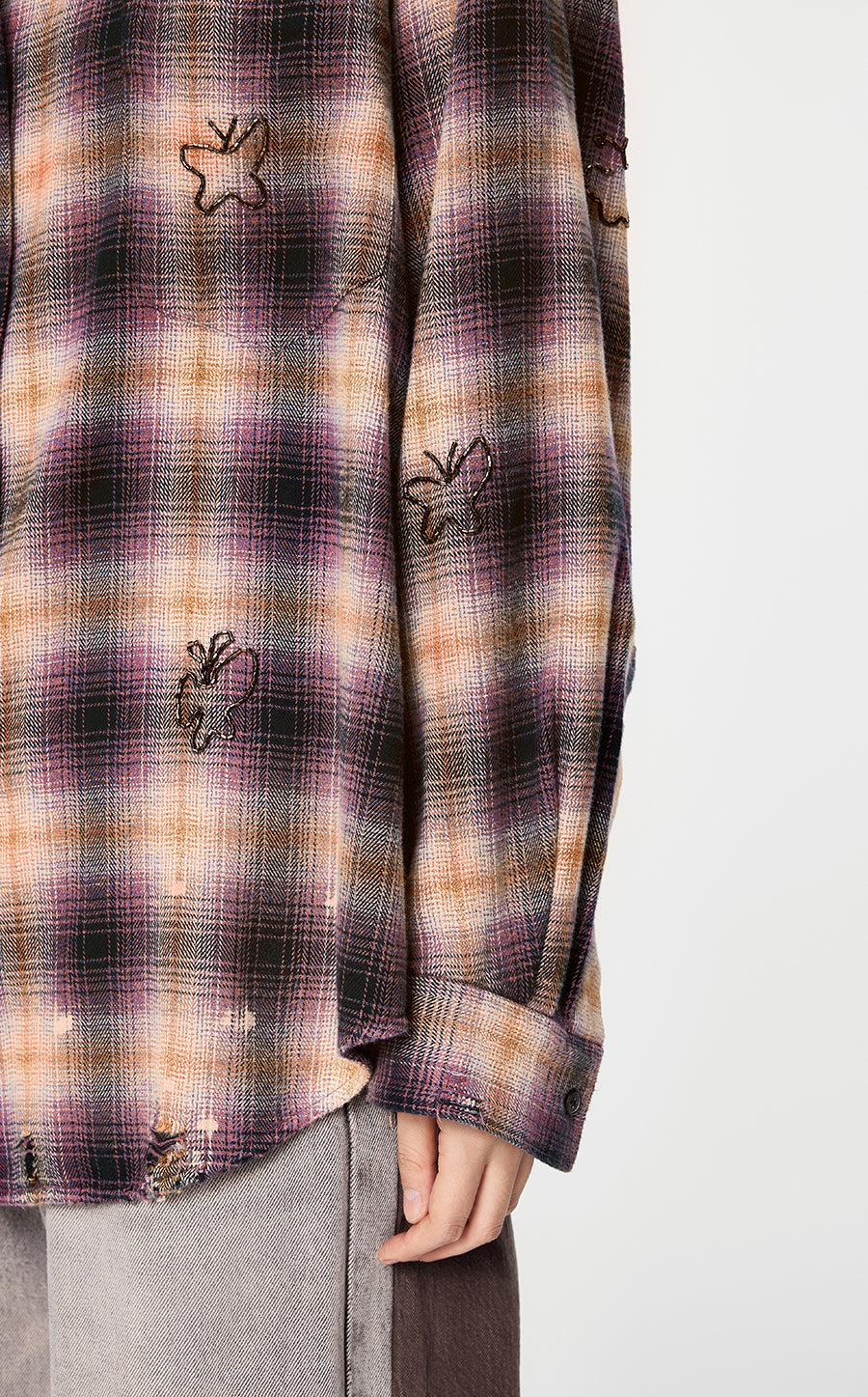 Shirt / JNBY Butterfly Pattern Plaid Shirt