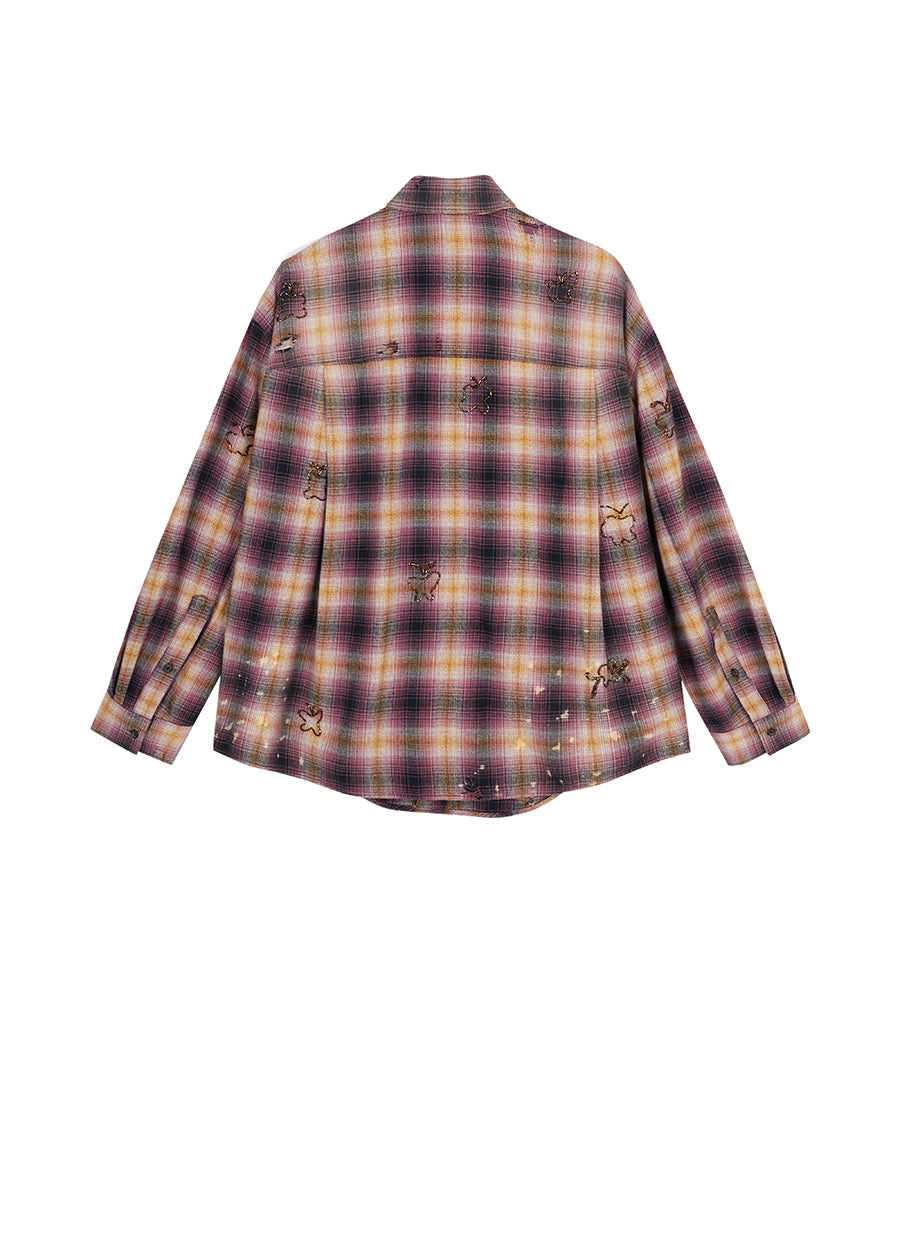 Shirt / JNBY Butterfly Pattern Plaid Shirt