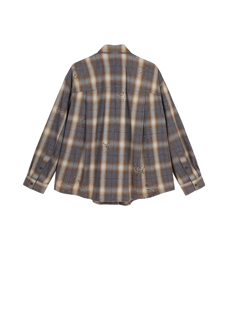 Shirt / JNBY Butterfly Pattern Plaid Shirt