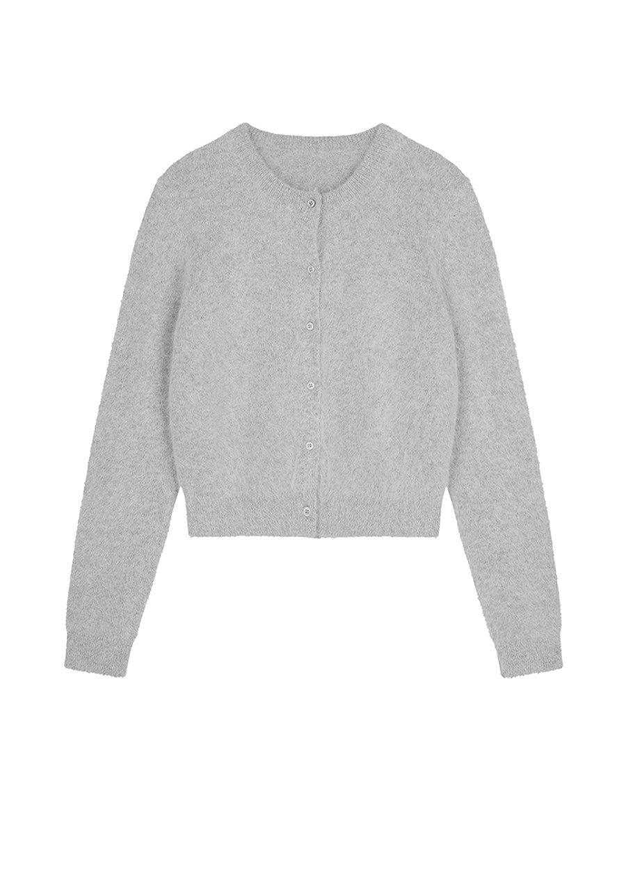 Sweater / JNBY Cropped Rabbit Fur-Wool Cardigan