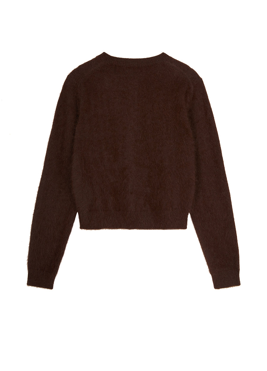 Sweater / JNBY Cropped Rabbit Fur-Wool Cardigan