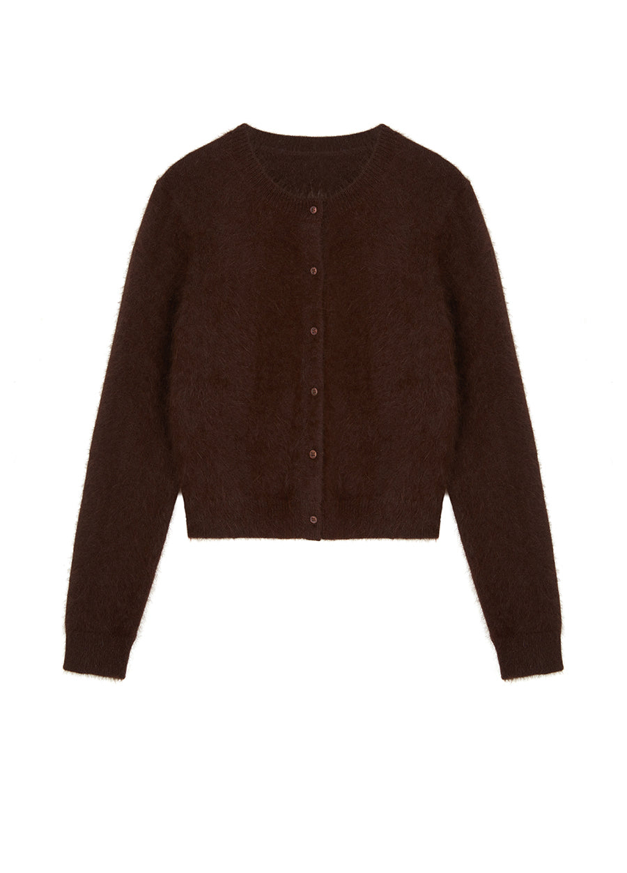 Sweater / JNBY Cropped Rabbit Fur-Wool Cardigan