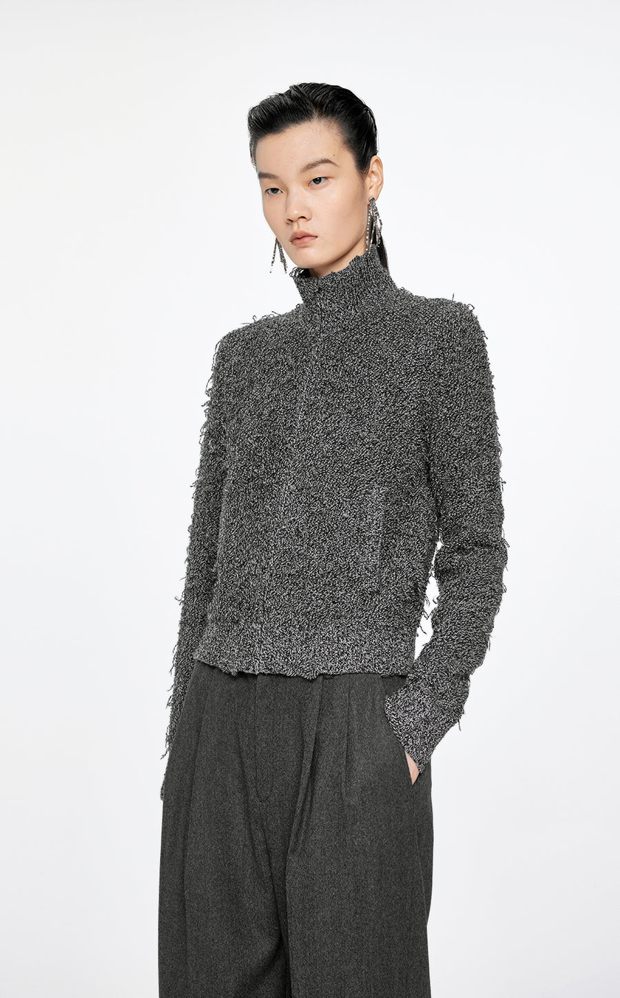 Sweater / JNBY Zip-Up Wool Knitted Cardigan