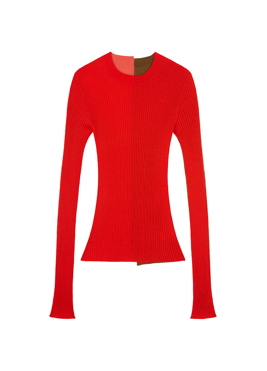 Sweater / JNBY Slim-Fit Color-Block Wool Sweater