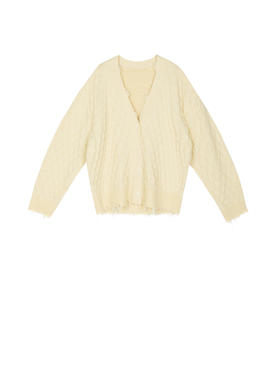 Sweater / JNBY Collarless Loose Mid-Length Cardigan