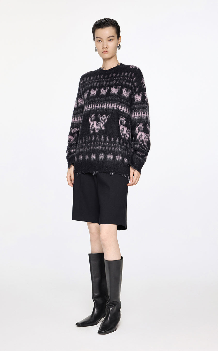 Sweater / JNBY Oversize Intarsia-Knit Sweater