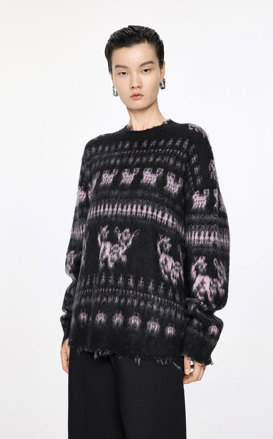 Sweater / JNBY Oversize Intarsia-Knit Sweater