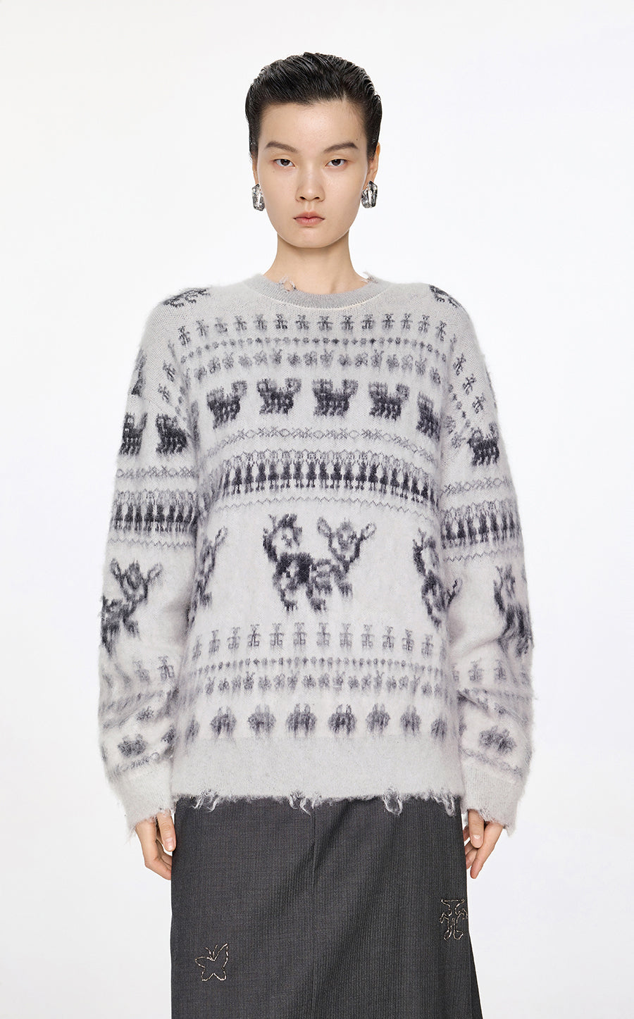 Sweater / JNBY Oversize Intarsia-Knit Sweater