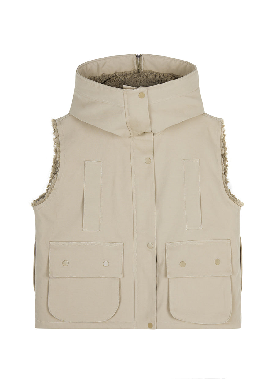 Vest / JNBY Relaxed Cotton Hooded Vest