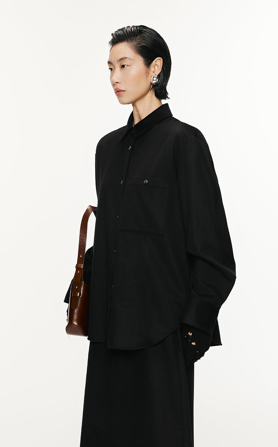 Coat / JNBY Oversize Wool-Cashmere Shirt Jacket