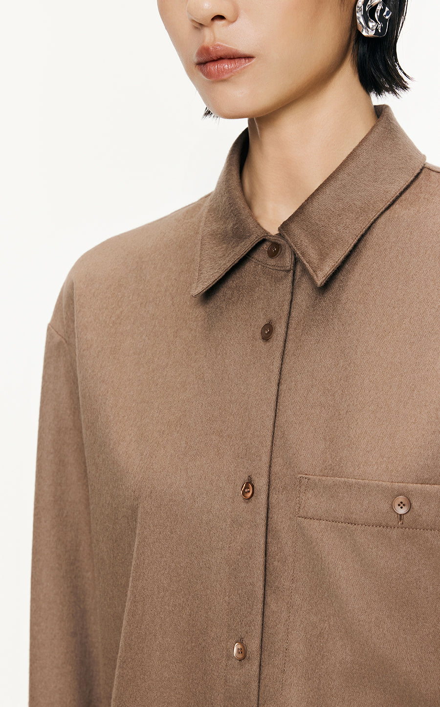 Coat / JNBY Oversize Wool-Cashmere Shirt Jacket