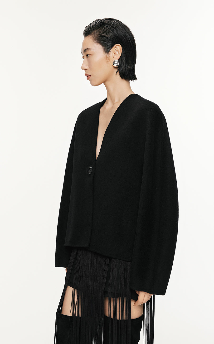 Coat / JNBY Relaxed V-neck Wool Coat