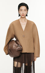 Coat / JNBY Relaxed V-neck Wool Coat