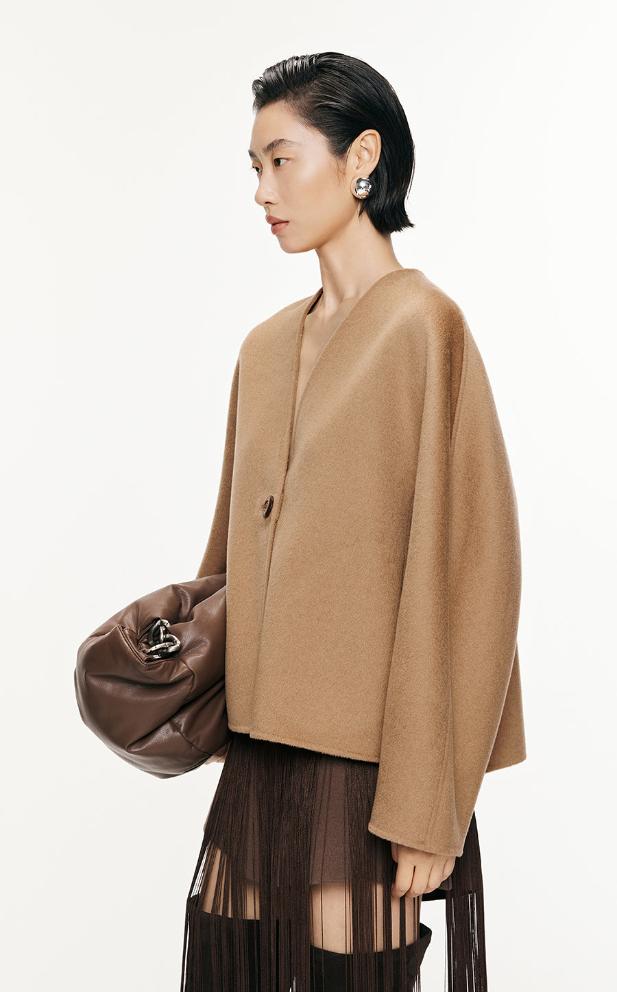 Coat / JNBY Relaxed V-neck Wool Coat