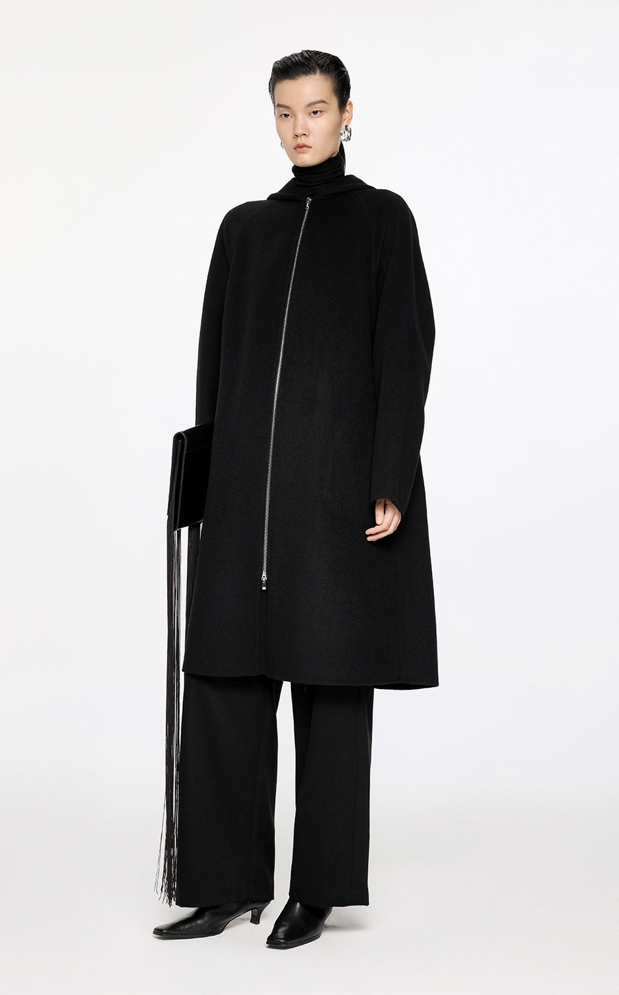 Coat / JNBY A-Shape Relaxed Wool-Cashmere Mid-Length Coat