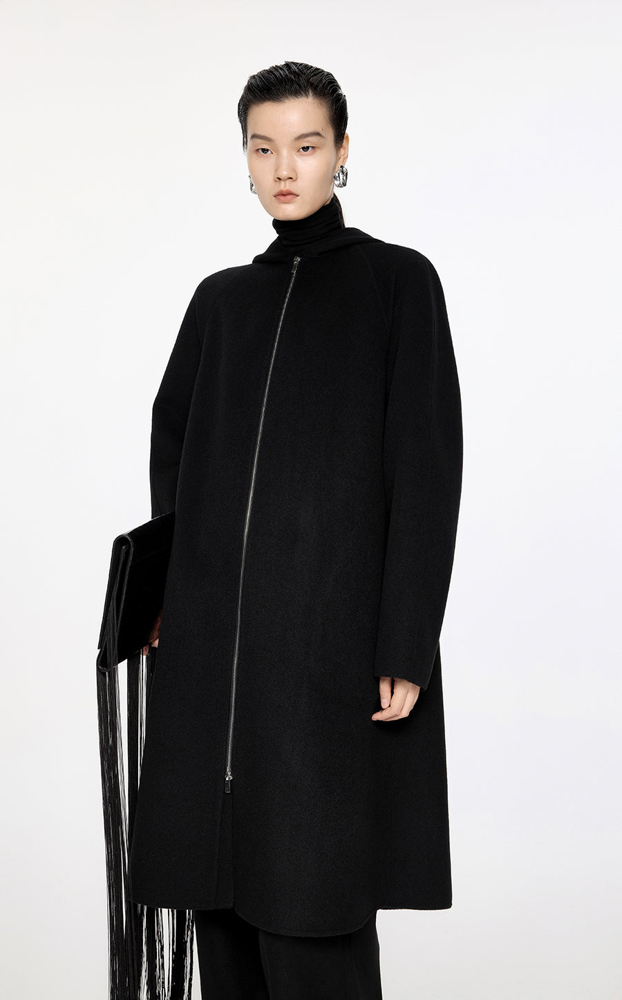 Coat / JNBY A-Shape Relaxed Wool-Cashmere Mid-Length Coat