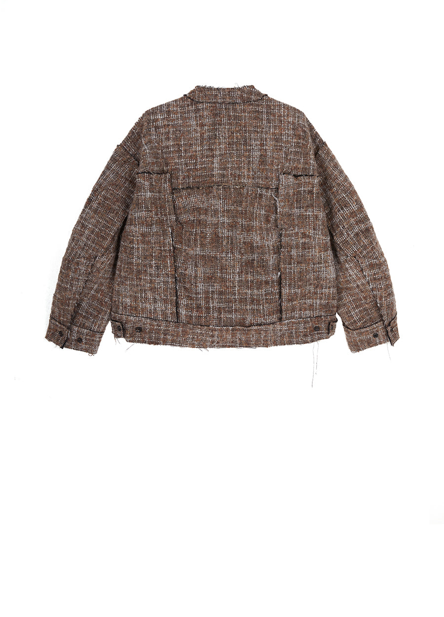 Coat / JNBY Oversize Collarless  Jacquard Coat