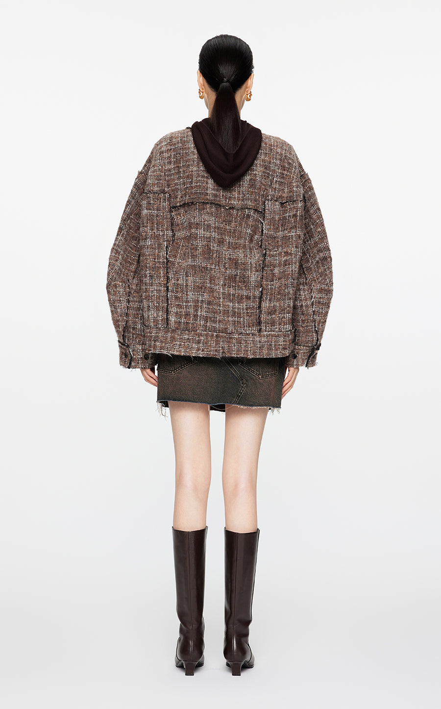 Coat / JNBY Oversize Collarless  Jacquard Coat