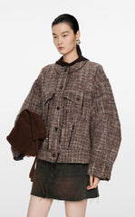 Coat / JNBY Oversize Collarless  Jacquard Coat