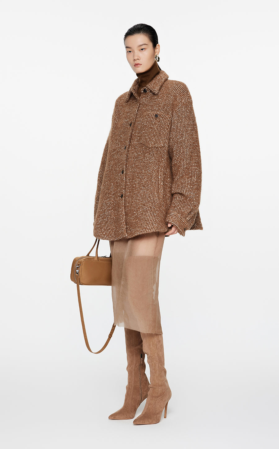 Coat / JNBY Oversize Wool-Blend  Jacquard Coat