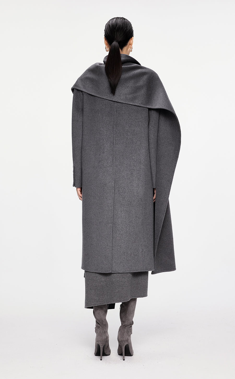 Coat / JNBY Mid-length Wool-cashmere Cape Coat