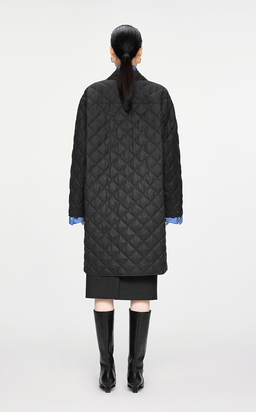 Coat / JNBY Mid-length Wool Jacquard Down Coat