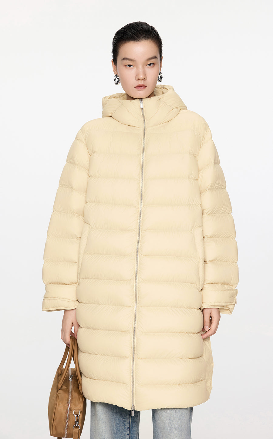 Coat / JNBY  Relaxed H-Shape Mid-Length Hooded Down Jacket