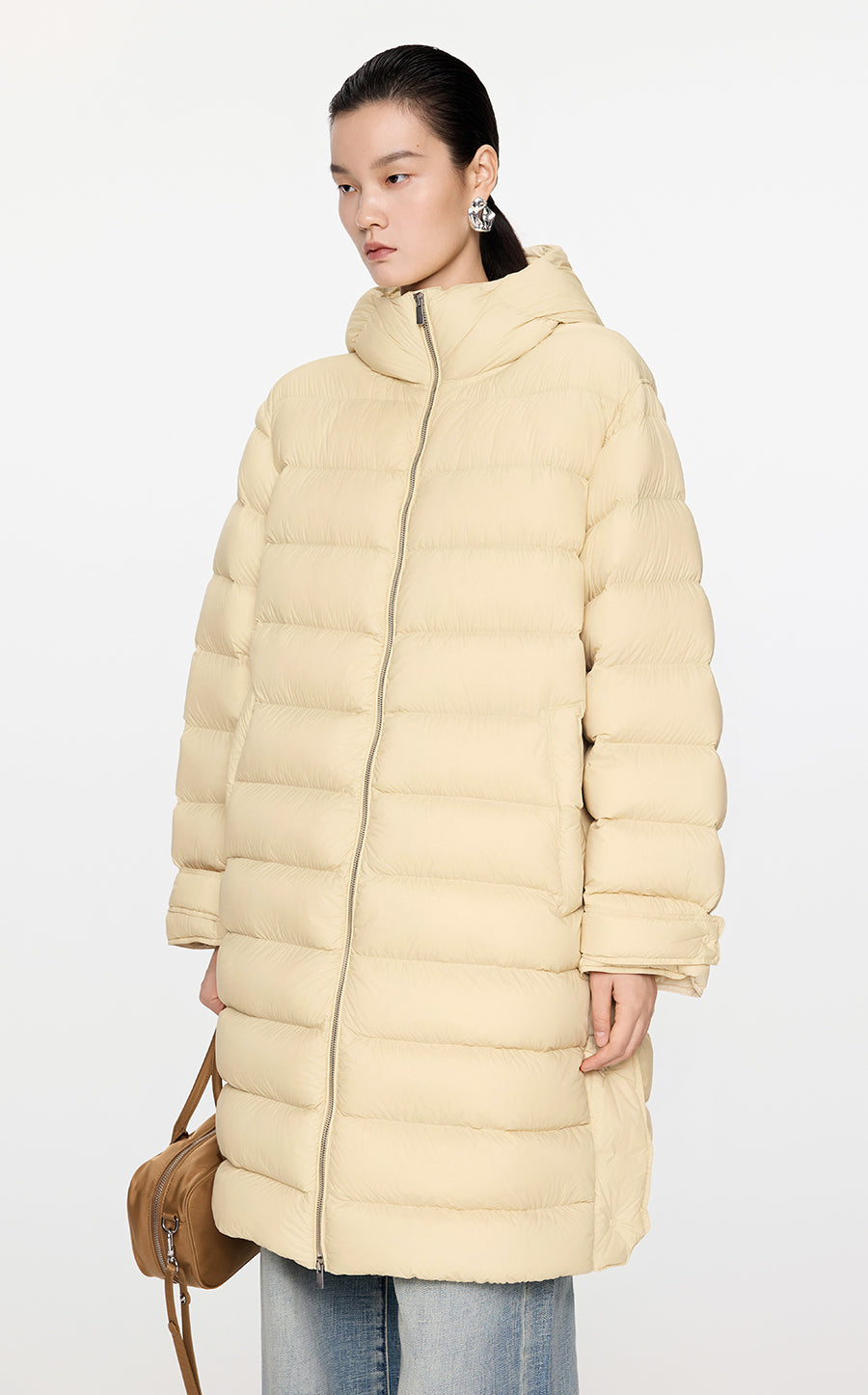 Coat / JNBY  Relaxed H-Shape Mid-Length Hooded Down Jacket