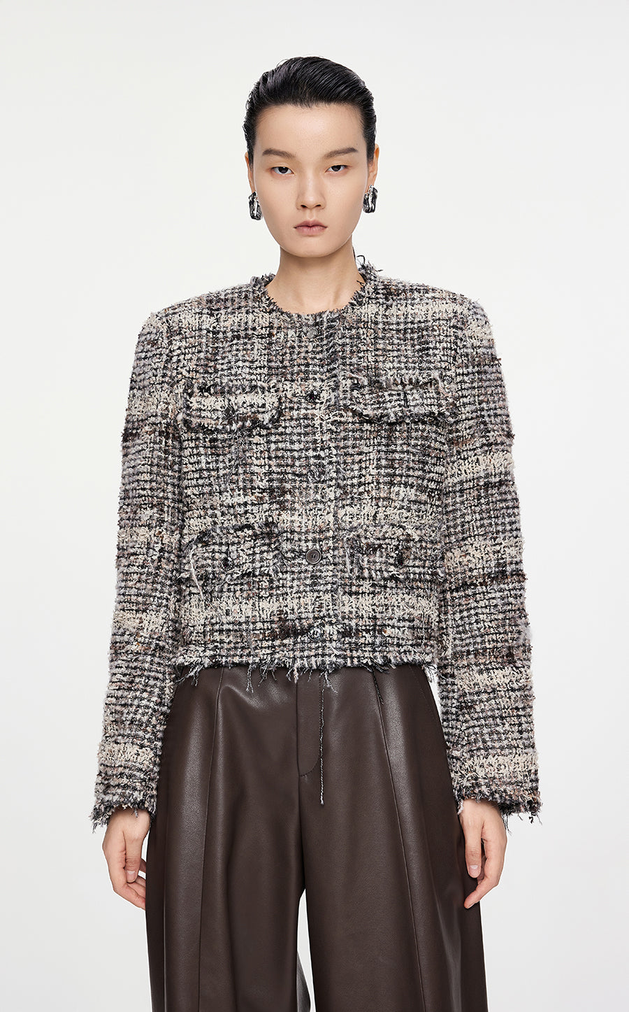 Coat / JNBY Cropped Jacquard Down Coat