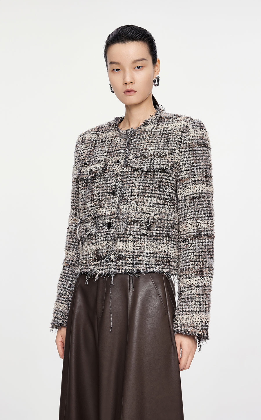 Coat / JNBY Cropped Jacquard Down Coat