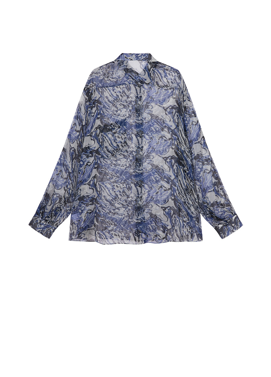 Shirt / JNBY Silk Peony Full-print Long Sleeve Shirt