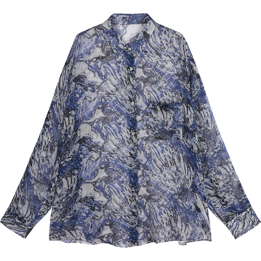 Shirt / JNBY Silk Peony Full-print Long Sleeve Shirt