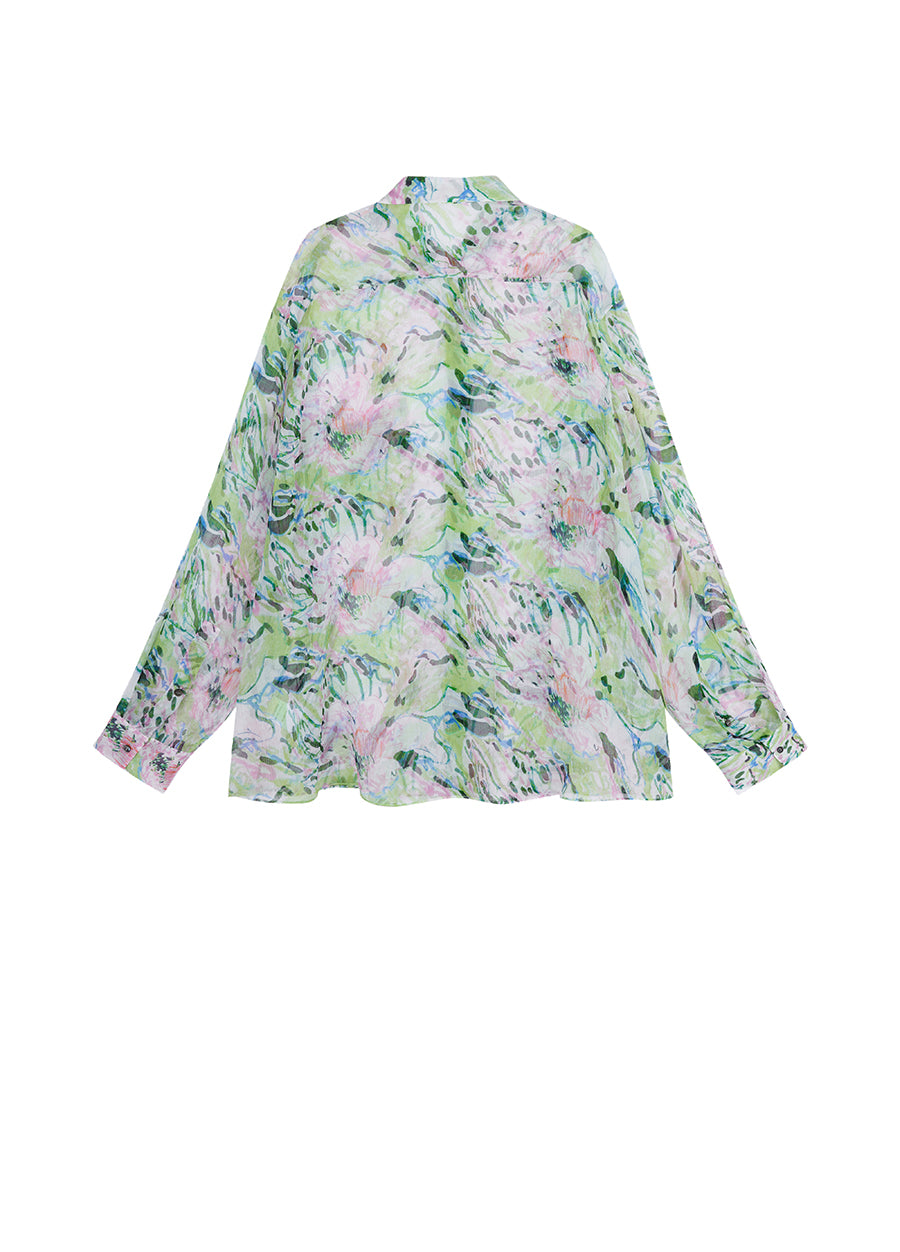 Shirt / JNBY Silk Peony Full-print Long Sleeve Shirt