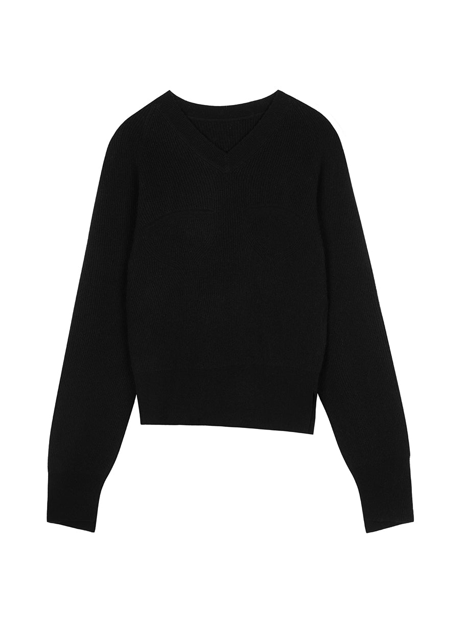 Sweater / JNBY V-neck Ribbed-hem Sweater