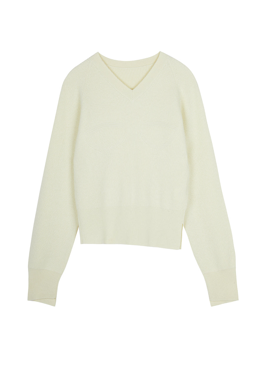 Sweater / JNBY V-neck Ribbed-hem Sweater